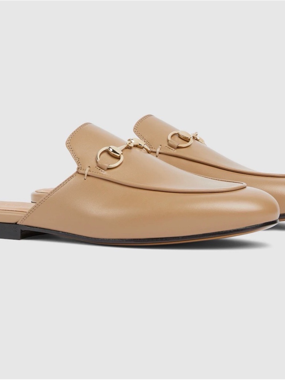 Gucci Beige Leather Horsebit Backless Loafer Mules